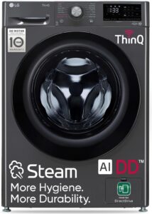 LG 9kg Front Load Washing Machine | 5 Star | AI Direct Drive | WiFi | Steam | In-built Heater | FHP1209Z5M